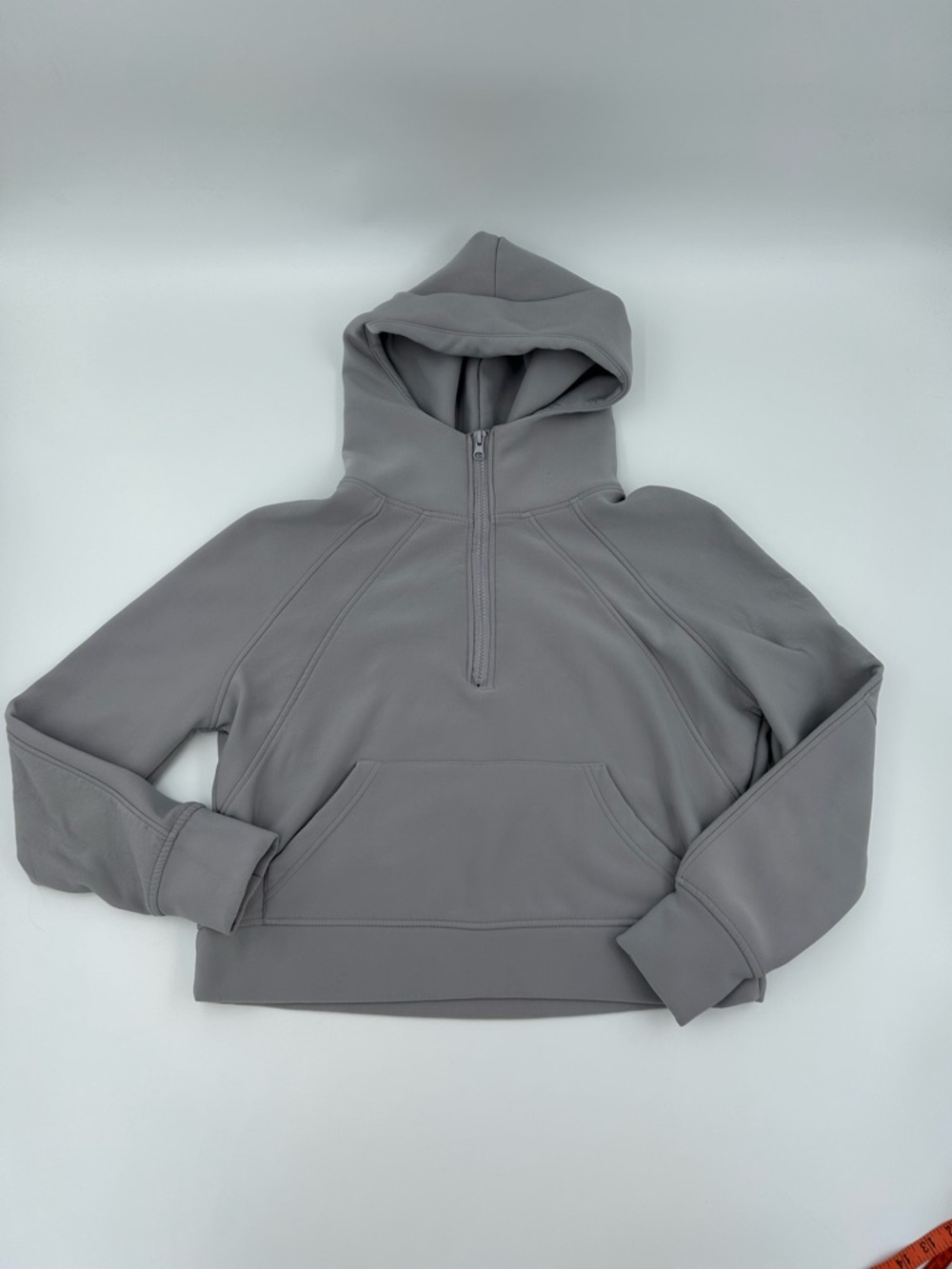 Angel Cult Cropped Performance Soft Gray Quarter-Zip Hoodie XS